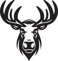 Graceful Moose Emblem in Bold Black Moose Majesty with Regal Style vector