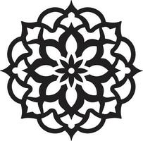 Arabic Magic in Vector Black Floral Tiles Emblem Elegant Arabic Floral Patterns Logo Design in Black