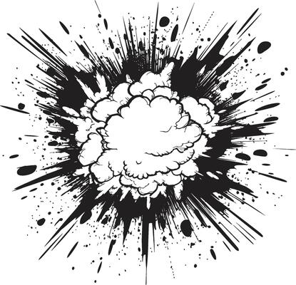 Iconic Boom Black Emblem Design Black and Explosive Comic Explosion Vector Symbol