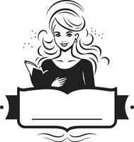 ilustrando visión mujer y libro vector diseño Guia y gráficos hembra mentor con libro icono