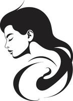 Intriguing Elegance Vector Icon of Females Face in Black Monochrome Subtle Charm Black Logo with Females Profile in Monochrome