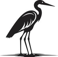 Black and White Heron Emblem Heron Vector Illustration in Motion