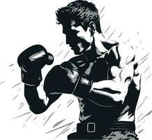 vector arte desvelado boxeo hombre emblema poderoso puñetazos negro boxeo hombre icono en vector