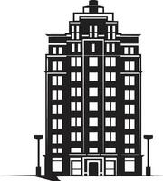 Vector Artistry Apartment Building Emblem in Black Iconic Apartment Building Logo Black Vector Design