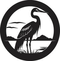 Heron in Flight Vector Silhouette Minimalistic Heron Icon in Black