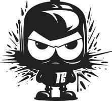 Intense Spray Paint Fury Black Logo Mascot Rebel with a Can Furious Spray Paint Emblem vector