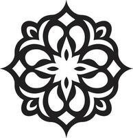 Arabesque Symmetry Black Floral Pattern Emblem Elegant Arabic Artistry Floral Logo Icon vector
