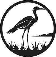 Heron Iconic Design in Black Heron Profile Silhouette Logo vector