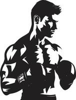 negro y dinámica boxeo hombre vector símbolo majestuoso combatiente pugilístico hombre logo