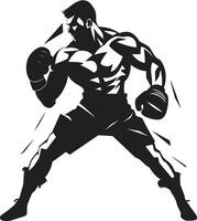 Boxing Dynamism Black Logo Design with Man Icon Black and Bold Boxing Man Vector Icon