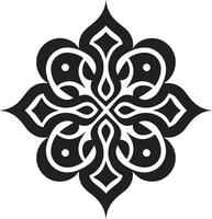 Floral Harmony Unleashed Arabic Tiles Logo Icon Arabic Treasures in Black and White Floral Emblem vector