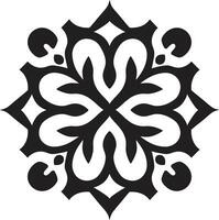 Intricate Emblem Arabic Floral Tiles in Vector Iconic Middle Eastern Symmetry Black Floral Logo