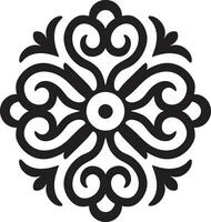 Iconic Middle Eastern Elegance Black Floral Emblem Floral Beauty in Monochrome Arabic Tiles Icon vector