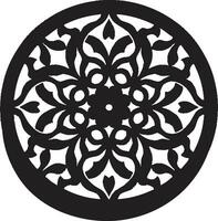 Floral Beauty in Monochrome Arabic Tiles Icon Black and White Magic Arabic Floral Logo Design vector