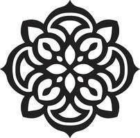 Arabic Elegance Unveiled Floral Pattern Icon Geometric Floral Magic Black Arabic Tiles Emblem vector