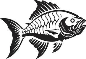 Marine Minimalism Fish Bone Logo Symbol Oceans in Outline Vector Fish Skeleton Design