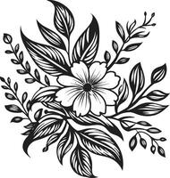 Black Beauty Exotic Floral Logo Mastery Exquisite Island Art Floral Design in Black Vector