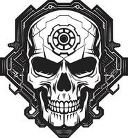 Sleek Mechanical Symbol The Digital Identity Industrial Cyber Skull Art The Visions of Innovation vector