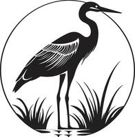 Contemporary Heron Icon Stylish Black Heron Symbol vector