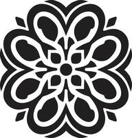 Black Logo Charm Arabic Floral Tiles Design in Vector Elegant Floral Symmetry in Detail Arabic Tiles Emblem