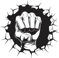 Iconic Force Unleashed Black Emblem Design Black and Dynamic Fist Breaking Wall Vector