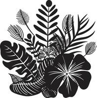 vector arte exótico floral emblema en negro tropical elegancia negro logo diseño con floral icono