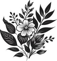 icónico paraíso negro logo con exótico floral lozano botánico belleza negro floral logo vector icono