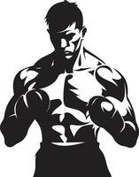 Pugilistic Prowess Boxing Man Design Emblem Black Beauty Boxing Man Logo Mastery vector