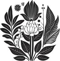 Vector Artistry Unveiled Exotic Floral Logo Tropical Beauty Black Floral Icon in Vector