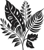 tropical serenidad vector icono en negro vector arte exótico floral emblema en negro