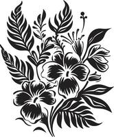 Lush Botanical Beauty Black Floral Logo Vector Icon Tropical Splendor Botanical Floral Emblem in Black