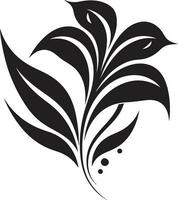 Tropical Serenity Vector Icon in Black Vector Artistry Exotic Floral Emblem in Black