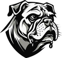 Iconic Strength Black Logo with Bulldog Mighty Mascot Black Bulldog Logo Vector Icon