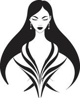 Iconic Beauty Vector Icon with Monochrome Female Face Mystical Charm Emblem with Black Female Profile