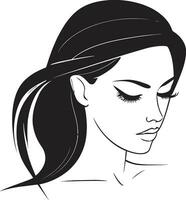 Subtle Allure Black Logo Featuring Female Face Sculpted in Time Female Face in Black Logo vector