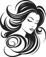 empoderamiento mediante gracia negro cara diseño emblema femenino elegancia logo con mujeres cara en negro vector