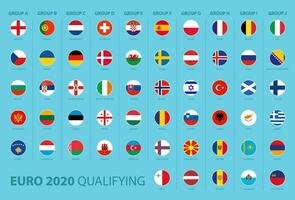 Flags of football tournament qualifying sorted by group vector