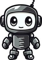 Epic Cyber Companion Compact Robot Symbol Ink Black Innovator Mini Vector Emblem