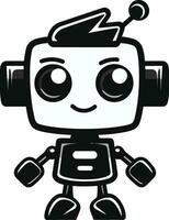 Ink Blot Robo Buddy A Mini Vector Symbol Pixel Paladin A Miniature Guardian Mascot in Black