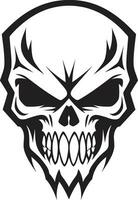 Netherworlds Grin Black Skull Symbol Eerie Omen Insignia Sinister Vector Glyph