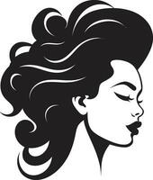 Elegant Lines Black Logo with Females Face Icon in Monochrome Iconic Simplicity Vector Icon of Black Female Profile in Logo in Monochrome