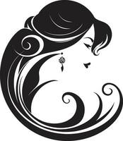 Iconic Simplicity Vector Icon of Black Female Profile in Logo Mystical Gaze Black Emblem with Womans Face Icon in Black Monochrome