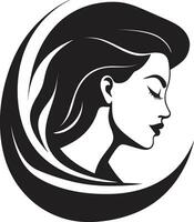 eterno elegancia negro cara emblema diseño con mujeres perfil en monocromo icónico sencillez vector icono de negro hembra perfil en logo en monocromo