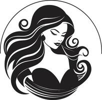 Sublime Serenity Black Logo with a Womans Profile Timeless Allure Black Face Vector Icon with Females Profile