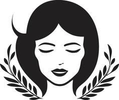 Feminine Allure Black Logo with Females Face Eternal Beauty Logo Design with a Female Face vector