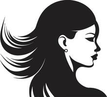 Elegant Serenity Black Face Vector Icon Intriguing Beauty Logo with a Womans Face