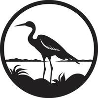 Heron Vector Artwork in Black Heron Silhouette Emblem