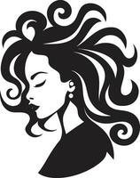 enigmático gracia vector icono con hembras perfil sublime feminidad negro cara diseño en logo