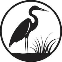 Heron Symbol in Bold Black Contemporary Heron Graphic Design vector