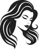 intrigante elegancia vector icono de un mujeres cara en negro sutil encanto negro logo con hembras perfil